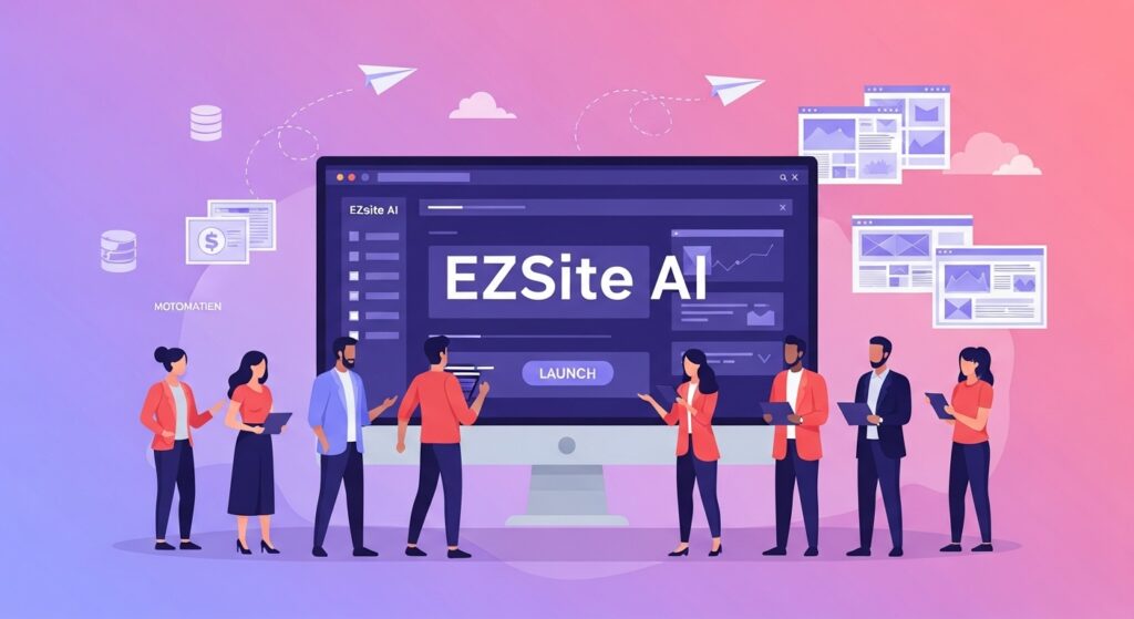 : Agency startup team launching MVP with EZsite AI dashboard database automation payments