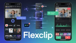 FlexClip user reviews aggregated across G2 (4.5/5), Capterra (4.6/5), Trustpilot (4.8/5) showing 1,100+ verified reviews and customer ratings for video editing software.