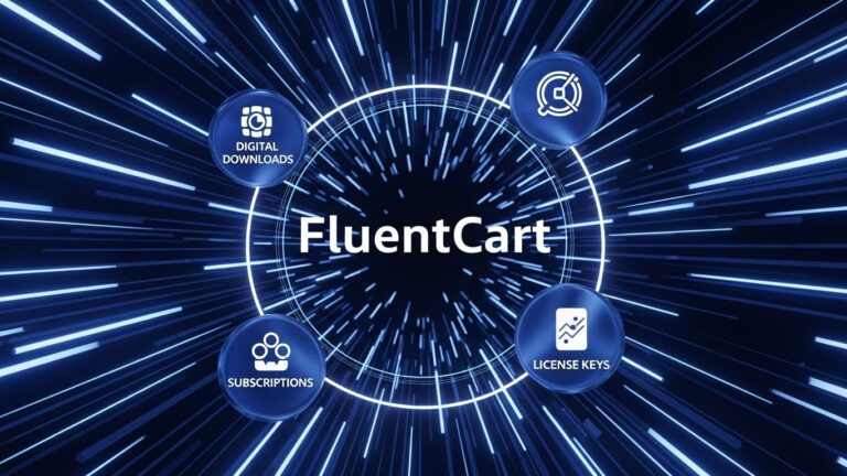 FluentCart lifetime deal review featured image symbolizing a high-performance, fast WordPress eCommerce plugin for digital products and subscriptions.